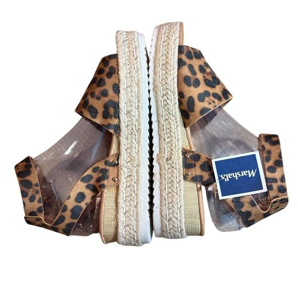 Leopard Print Platform Espadrille Wedge  Sandals Adjustable Ankle Strap Size 8M - Picture 7 of 7